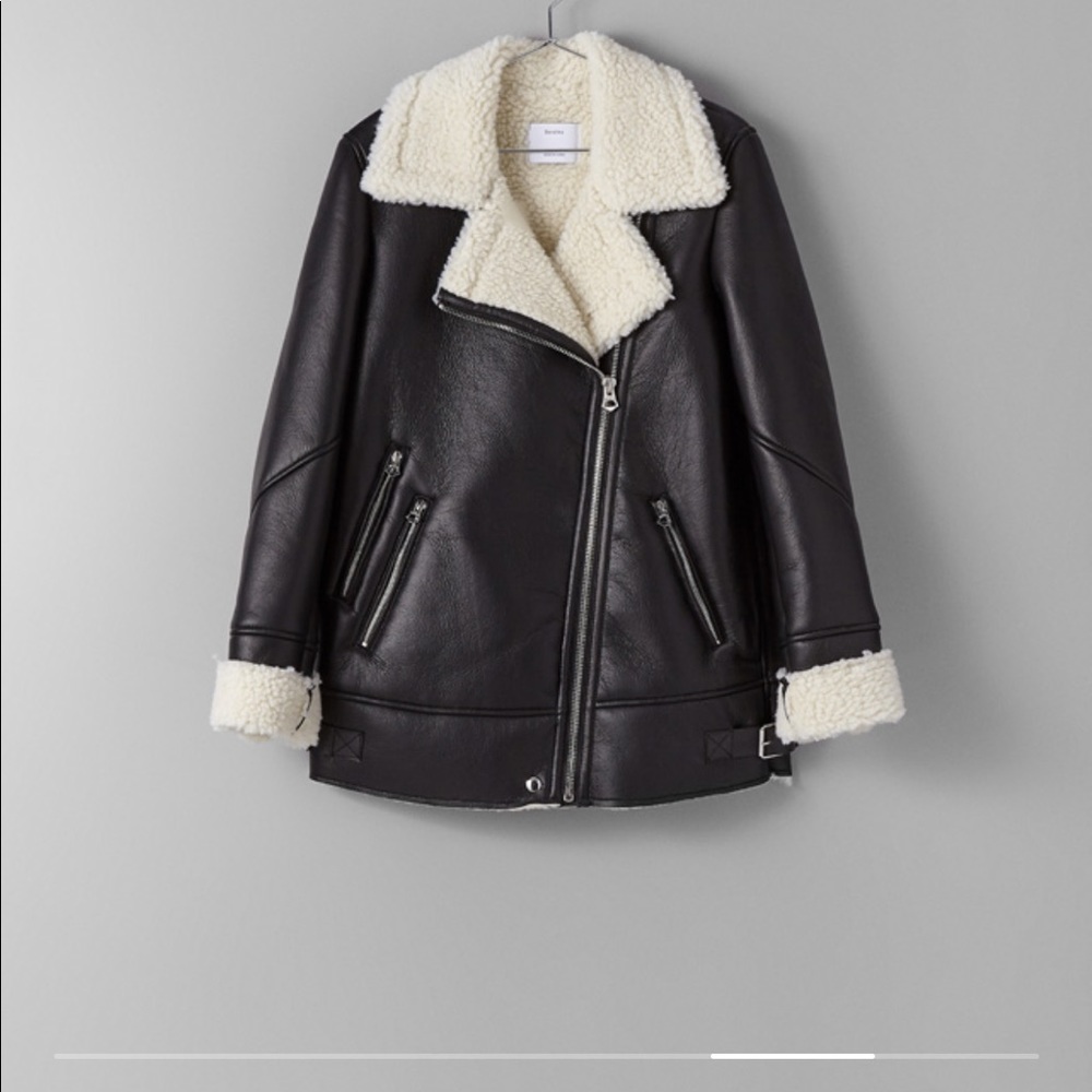 Nwot faux leather shearling biker jacket